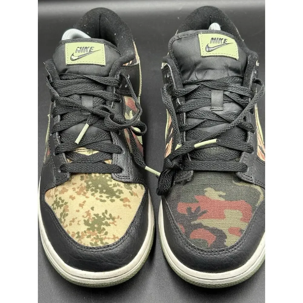 Size 9.5- Nike Dunk SE Low Black Multi-Camo